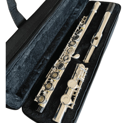 Flauta Transversal Prateada Harmonics Hfl-5237s Soft Case