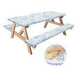 Mantel De Mesa De Picnic Con Fundas De Banco, 3 Piezas, 72 X