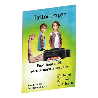 Papel Impresión Tatuajes Temporales Inkjet 10 Hojas | Meses sin interés