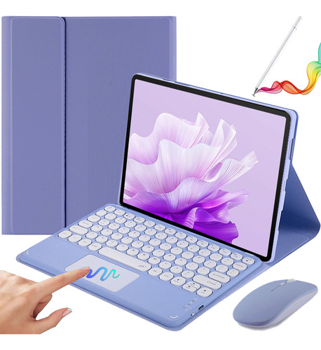 Funda+teclado+mouse+lápiz P/huawei Matepad 11.5 2023 Púrpura