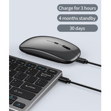 Teclado Mouse Bluetooth Recarregável Wireless Tv Smart Cor Do Teclado Preto Cor Do Mouse Preto