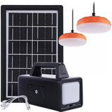 Kit Painel Solar Bateria Portátil 2 Lâmpada Led 2 Usb