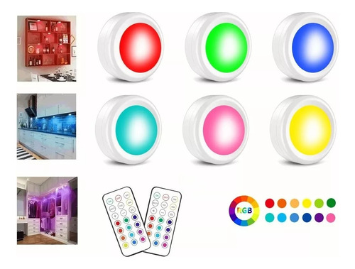 Focos Led Luz De Noche Luces Rgb Bateria Iluminación 6pcs