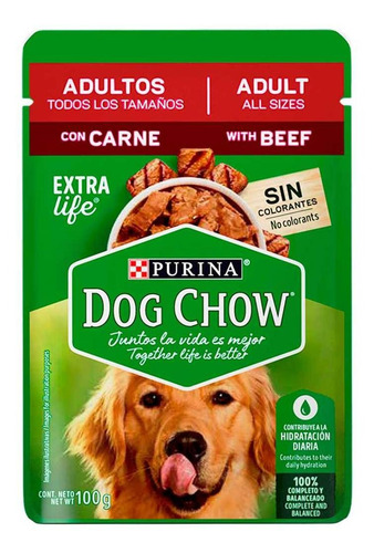 Purina Dog Chow Carne Alimento Húmedo Adultos Todos Los Tamaños 100g