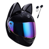 Casco Con Orejas De Gato Cascos Para Moto Hnj Con Bluetooth