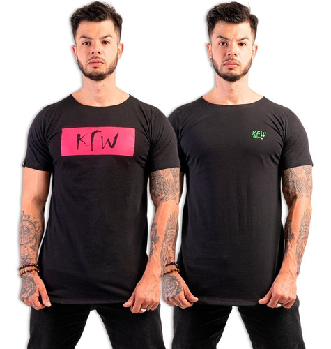 Kit 2 Camisas Blusas Masculina Estilo Balada Longline Style