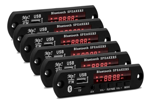 6x Placa Decodificadora Usb Mp3 Fm Auxiliar Bt