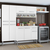 Armário De Cozinha Compacta Completa Madesa Emilly Top Com Armário E Balcão Cor Branco G2007009