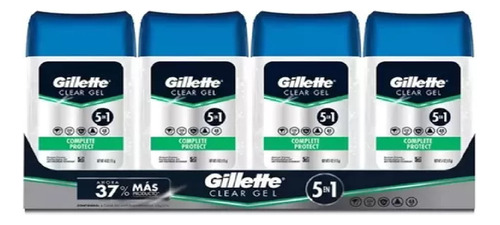  Gillette Antitranspirante 5 En 1 Clear Gel 4 Pz De 113g Cu