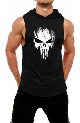 Polera Capucha Sin Mangas Gym / Musculosas The Punisher