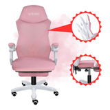 Cadeira Gamer Rose Com Branco Reclinavel Reforçada Cgr10brs