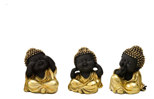 Trio Budas Da Sabedoria Decoração - Resina (8x8x6cm)