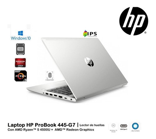 Probook Hp 445-g7  Ryzen-5 4500u 10gb 512gb+1000gb 14ips W10
