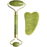 Rodillo De Jade Natural  Tonificante Masajeador + Gua Sha 