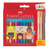 Plumón Fiesta X 12 + 3 Tonos Piel Faber Castell