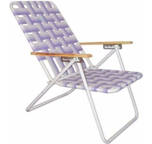 Reposera Plegable De Caño 5 Posiciones Cintas Cruzadas - Ideal Para Playa Jardin O Parque !!