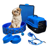 Caminha Cama Tapete Higiênico Cachorro Kit Milão Completo Cor Azul