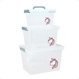Cajas Unicornio Set X3 Organizadores Plasticos Pony Unicorni