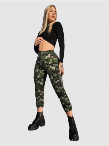 Jogger Cargo Mujer Camuflado Tendencia Calce Perfecto