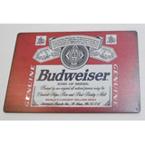 Poster Anuncio Cartel Placa Cerveza Budweiser Decoracion Bar