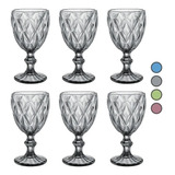 Set 6 Copas De Cristal Labrado Vintage Copa Vidrio 4 Colores