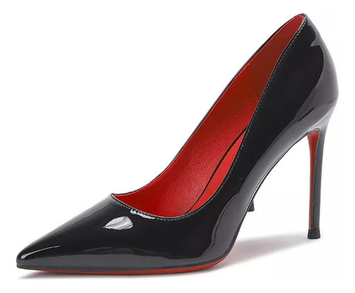 Tacones Altos Con Punta Puntiaguda Y Fondo Rojo Para Mujer,