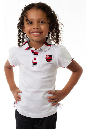 Camisa Polo Infantil Flamengo Feminina Oficial