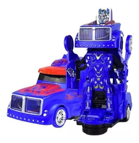 Juguete Robot Azul Camión Transformer Con Luces Y Sonidos