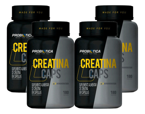 Combo 4 X Creatina 180 Capsulas Probiotica Frete Grátis