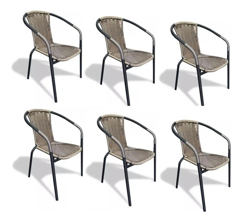 Promocion X6 Silla De Jardin Rattan Balcon Interior Exterior