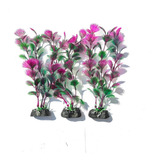 Plantas Artificiais Roxa Aquário Decoração Kit 3 Un 17cm 