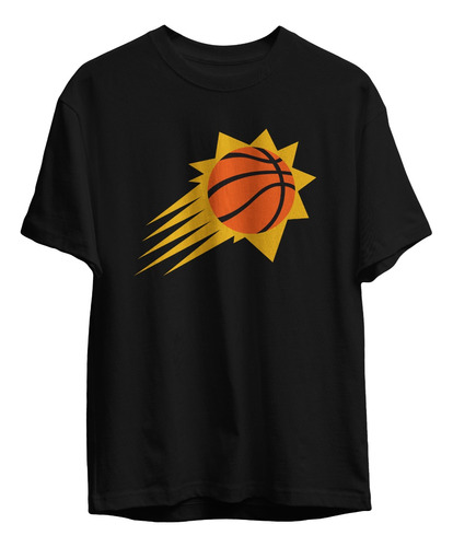 Remera Basket Nba Phoenix Suns Negra Logo Completo Estrella