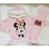 Conjunto Moletom Infantil Menina Minnie Calça Blusa Pelucia