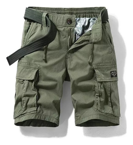 Shorts Cargo 95% Algodón Para Hombre Con Bolsillos Sueltos