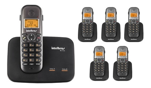 Kit Telefone 2 Linhas Ts 5150 + 5 Ramais Ts 5121 Intelbras