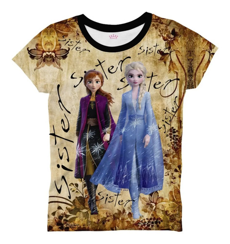 Blusita Para Niña Princesas Ana Elsa Full Print Bonito