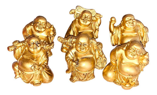 Set Budas Sonriente Amuleto Dorado Fortuna Dinero Riqueza
