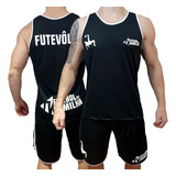 Kit Regata + Shorts Futevôlei Futebol Praia Masculino Dryfit