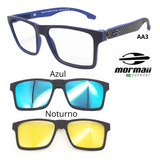 Armação Oculos Mormaii Ng 6098 Aa3 + 2 Clipon Azul E Noturno