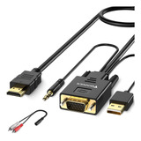 Foinnex Cable Adaptador Vga A Hdmi/convertidor Con Audio, 10
