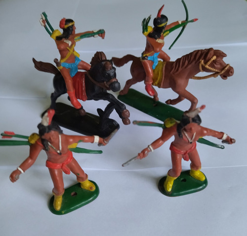 Índios E Cavalos Gulliver Forte Apache Pintados  6 Figuras
