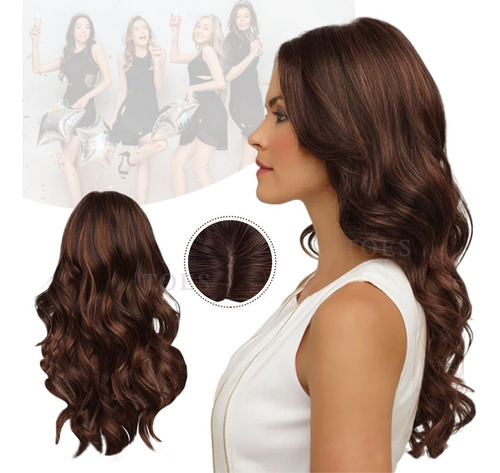 De Las Mujeres Moda Peluca Marron Oscuro Pelo Largo Y Rizado