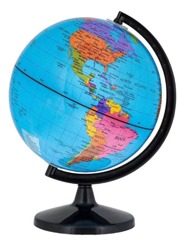 Globo Terraqueo Plastico Giratorio Con Base 21,4 Cm Grande