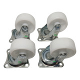 Rodachinas Planas Nylon Giratoria 1 1/2 Pulgada Blanca X4und