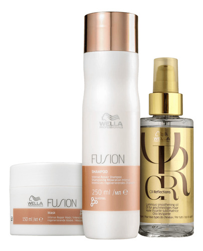 Kit Wella Fusion Sh 250ml + Masc 150ml + Óleo 100ml