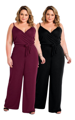 Kit 2 Macacões Alças Transpassado Plus Size Extra Grande