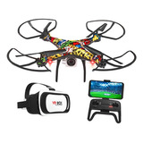 Drone Camara Hd Wifi Control Lente De Realidad Virtual Graba Color Negro