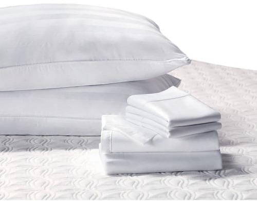 Set Sabanas Unicolor Blancas Y Almohadas D My Home Store