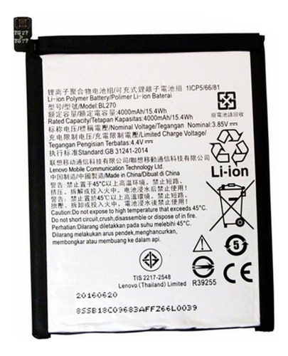 Bateria Compatible Con Moto G6 Play E5 Lenovo K6 Bl 270