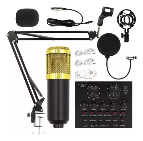 Microfono Condensador Profesional  + Tarjeta De Sonido